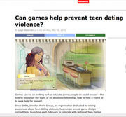 BoingBoing article on Jennifer Ann's Group use of video games to stop teen dating violence.